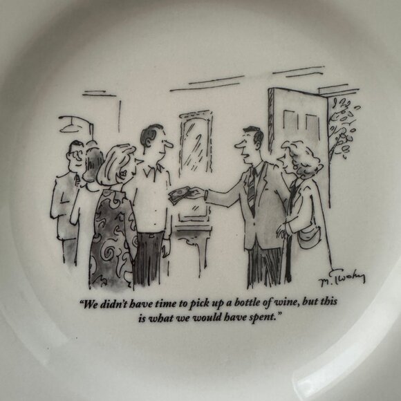 LOT OF 6 THE NEW YORKER CARTOON COMIC WINE THEME PLATES RESTORATION HARDWARE - Picture 10 of 16